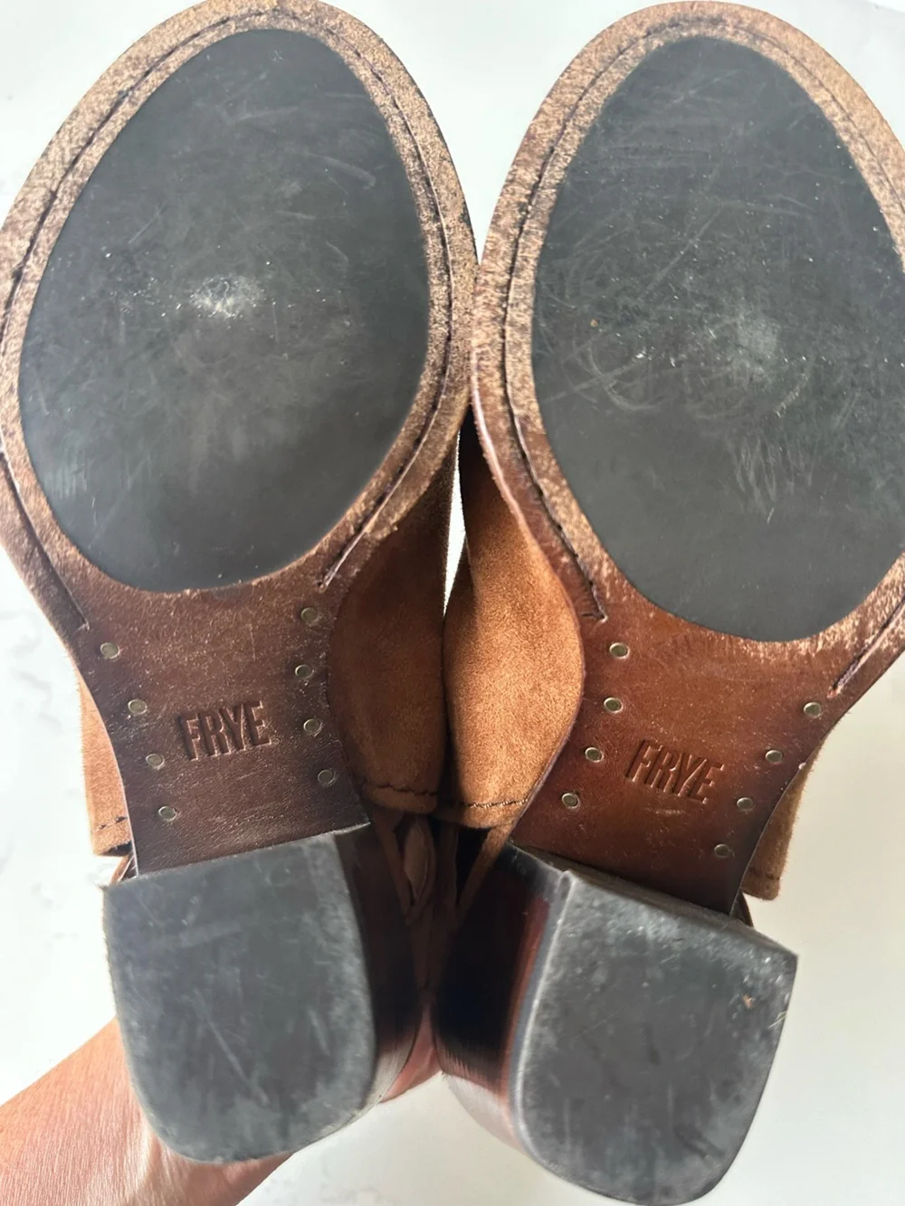 Frye Dani Shield Sling Suede Block Heels